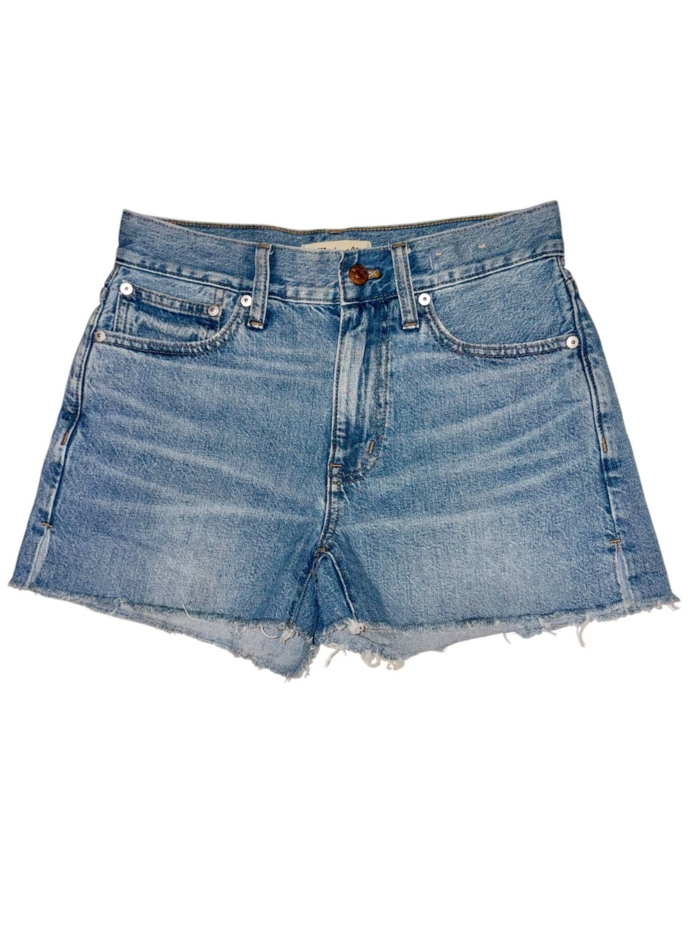 🌱 Madewell Relaxed Denim Shorts Size 24 Light Wash Raw Hem 100% Cotton